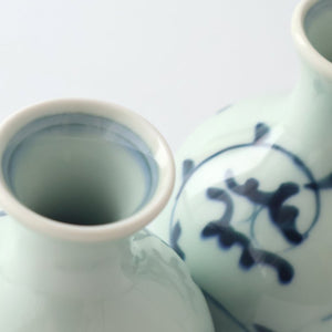 Sake Carafe Tokkuri Blue Arabesque  | Hasami Ware