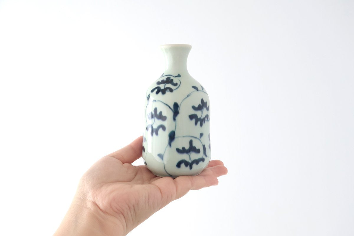 Sake Carafe Tokkuri Blue Arabesque  | Hasami Ware