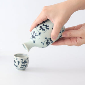 Sake Carafe Tokkuri Blue Arabesque  | Hasami Ware