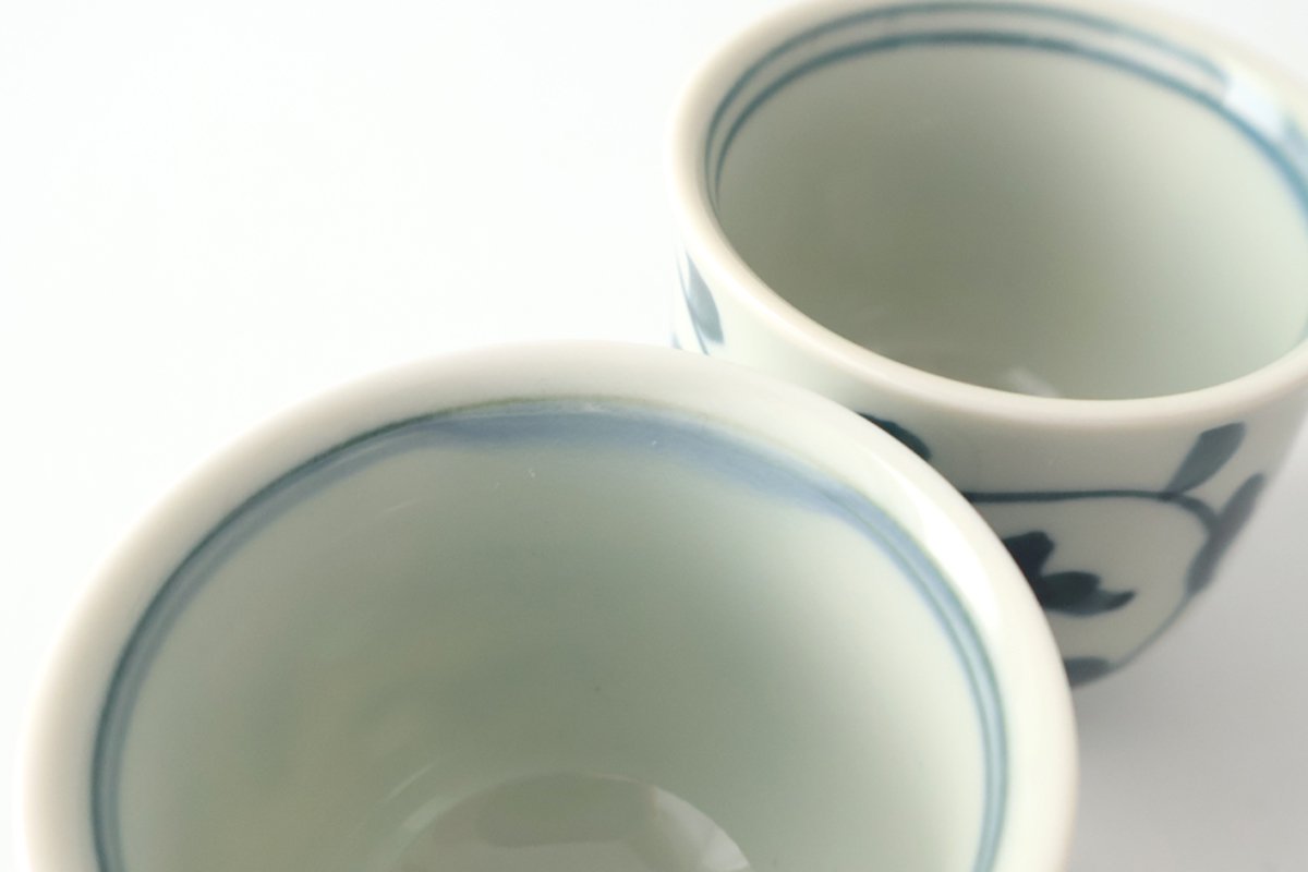 Sake Cup Choko Blue Arabesque | Hasami Ware