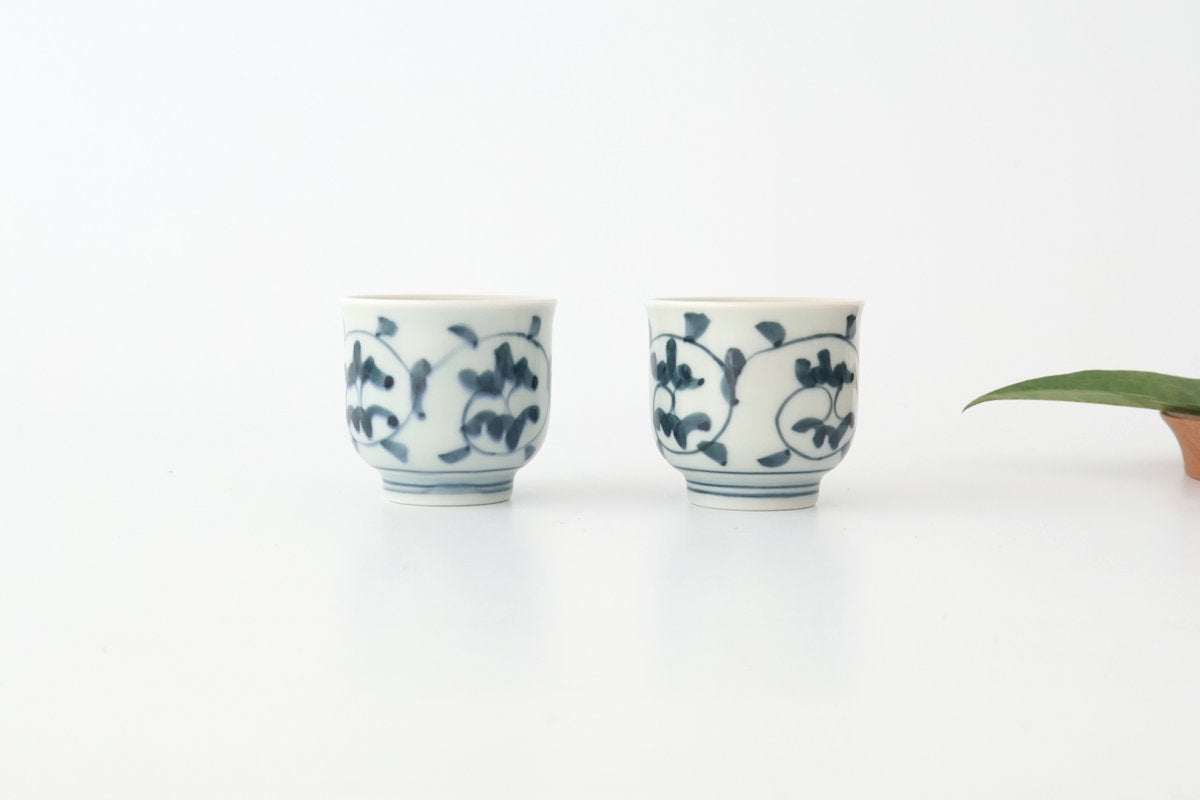 Sake Cup Choko Blue Arabesque | Hasami Ware