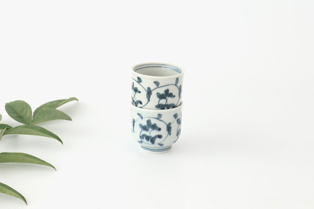 Sake Cup Choko Blue Arabesque | Hasami Ware