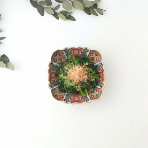 Rinkurou Kiln Chrysanthemum-shaped Small Plate Square Pattern | Hasami Ware