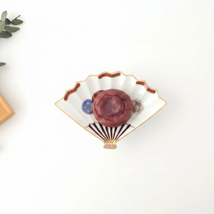 Rinkurou Kiln Fan-shaped Small Plate Red Phoenix Pattern｜Hasami Ware