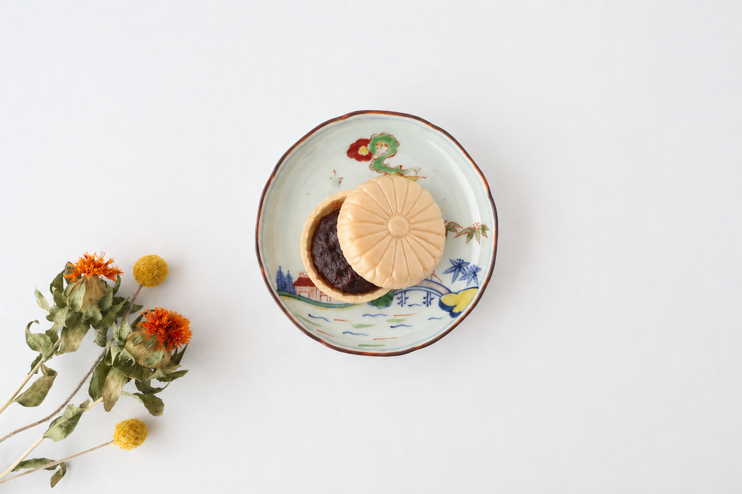 Serving Plate Colored landscape Pattern  11.4㎝/4.5in｜Arita Ware