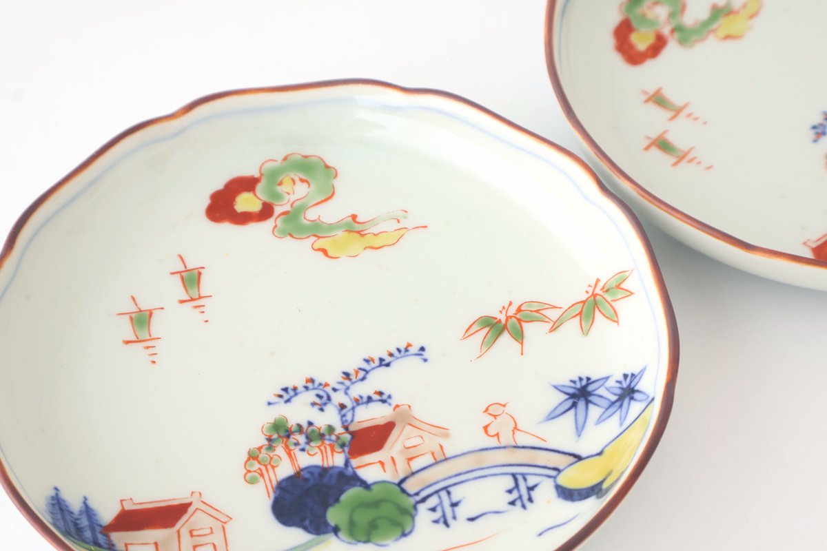 Serving Plate Colored landscape Pattern  11.4㎝/4.5in｜Arita Ware