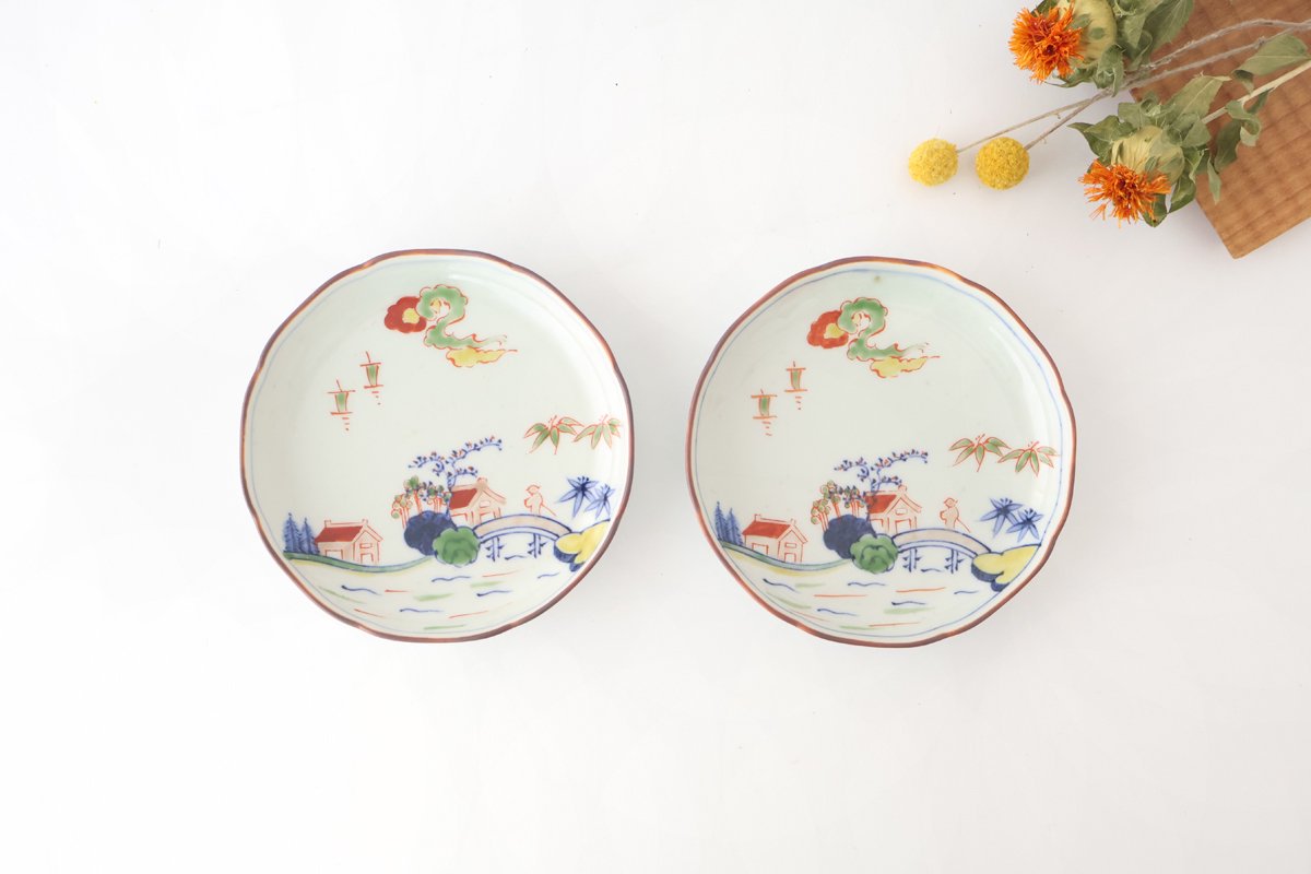 Serving Plate Colored landscape Pattern  11.4㎝/4.5in｜Arita Ware