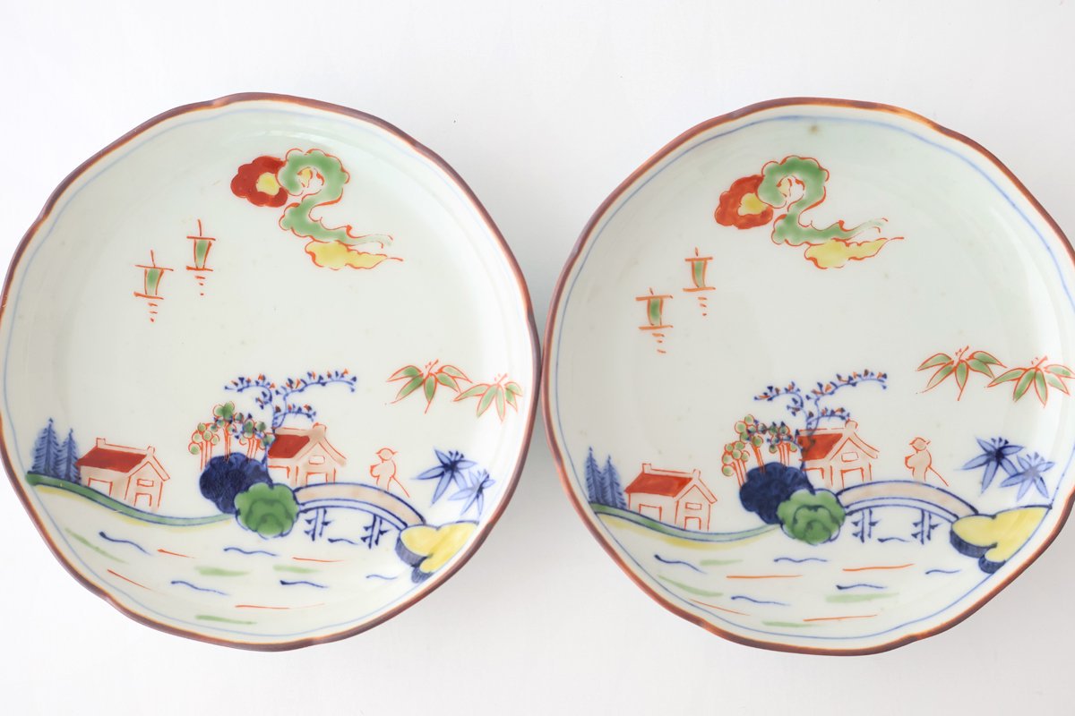 Serving Plate Colored landscape Pattern  11.4㎝/4.5in｜Arita Ware