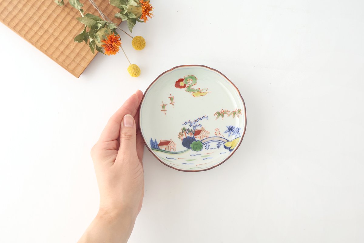 Serving Plate Colored landscape Pattern  11.4㎝/4.5in｜Arita Ware