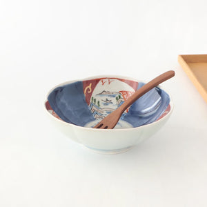 Flower-shaped Bowl Landscape Shochikubai Pattern｜Serving Bowl Arita Ware