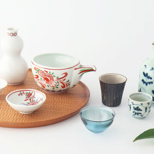 Flat Sake Cup Sakazuki Red Butterfly | Hasami Ware