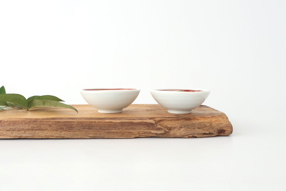 Flat Sake Cup Sakazuki Red Butterfly | Hasami Ware