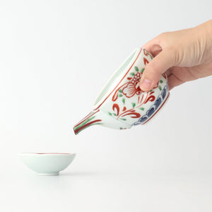 Flat Sake Cup Sakazuki Red Butterfly | Hasami Ware