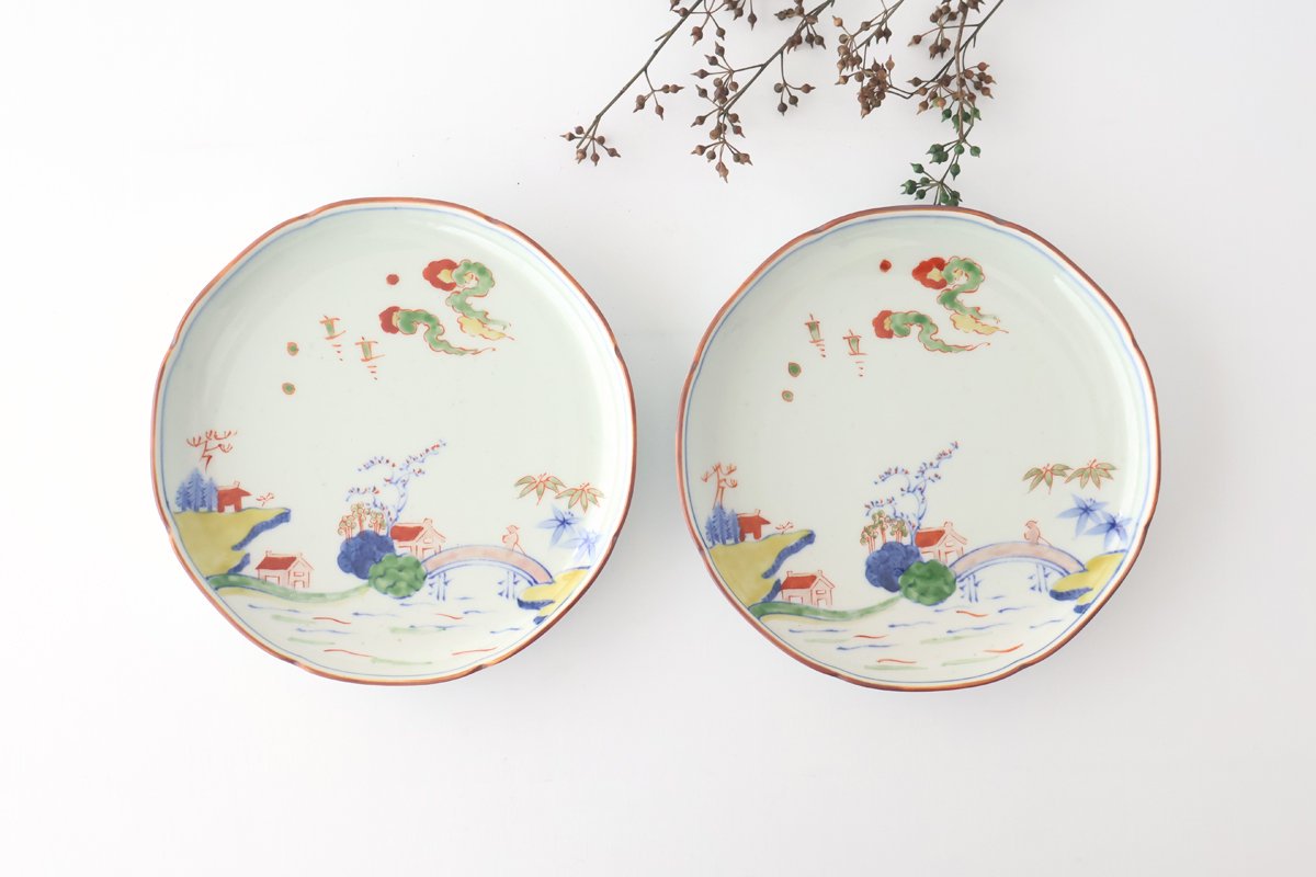 Plate Colored Landscape Pattern 21㎝/8in | Arita Ware