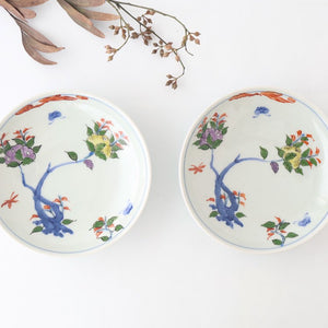 Round Plate Red Flower and Butterfly Pattern | Arita Ware