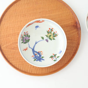 Round Plate Red Flower and Butterfly Pattern | Arita Ware