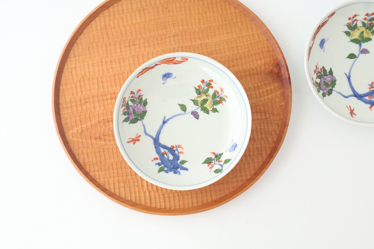 Round Plate Red Flower and Butterfly Pattern | Arita Ware