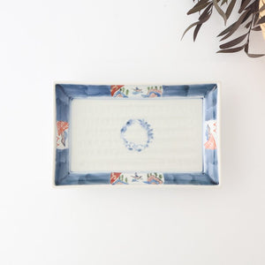 Rectangle Plate Landscape Shochikubai｜Sushi Plate Arita Ware