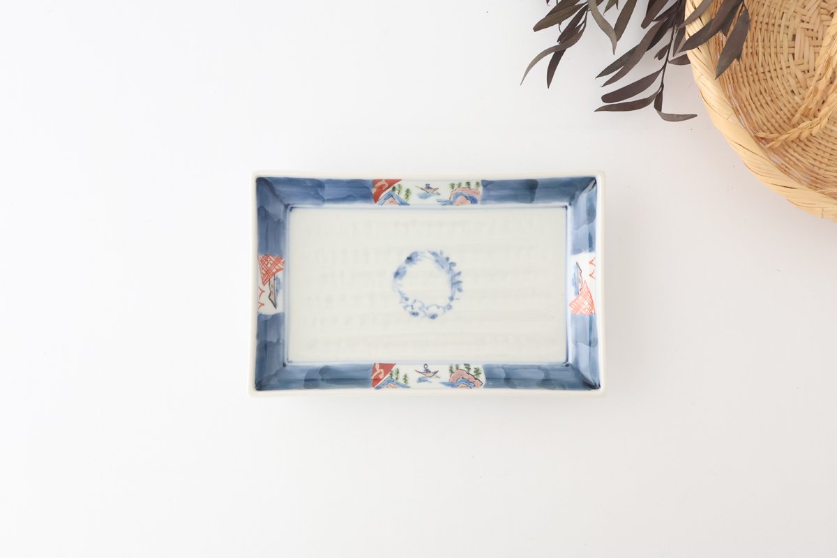 Rectangle Plate Landscape Shochikubai｜Sushi Plate Arita Ware