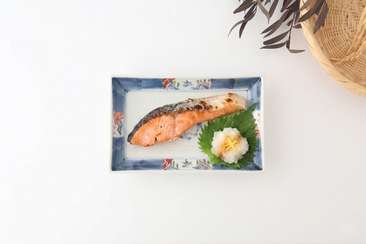 Rectangle Plate Landscape Shochikubai｜Sushi Plate Arita Ware