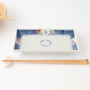 Rectangle Plate Landscape Shochikubai｜Sushi Plate Arita Ware