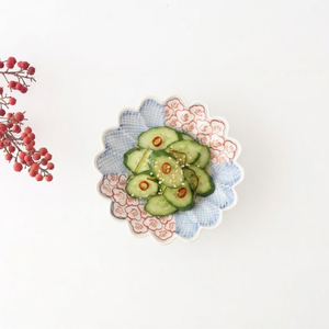 Chrysanthemum-shaped Small Plate Check and Flower Pattern | Arita Ware