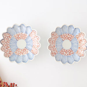 Chrysanthemum-shaped Small Plate Check and Flower Pattern | Arita Ware