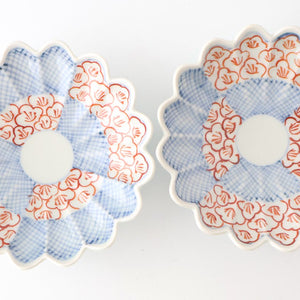 Chrysanthemum-shaped Small Plate Check and Flower Pattern | Arita Ware