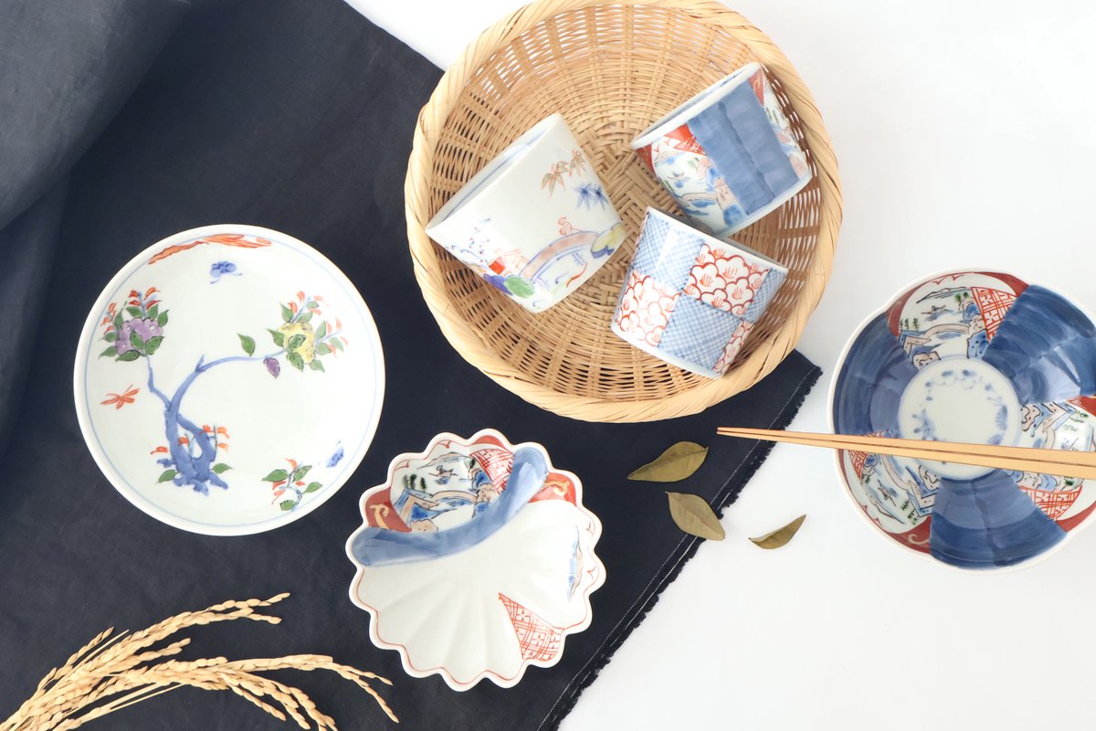 Soba Choko Check and Flower | Free Cup Arita Ware