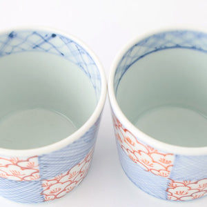 Soba Choko Check and Flower | Free Cup Arita Ware