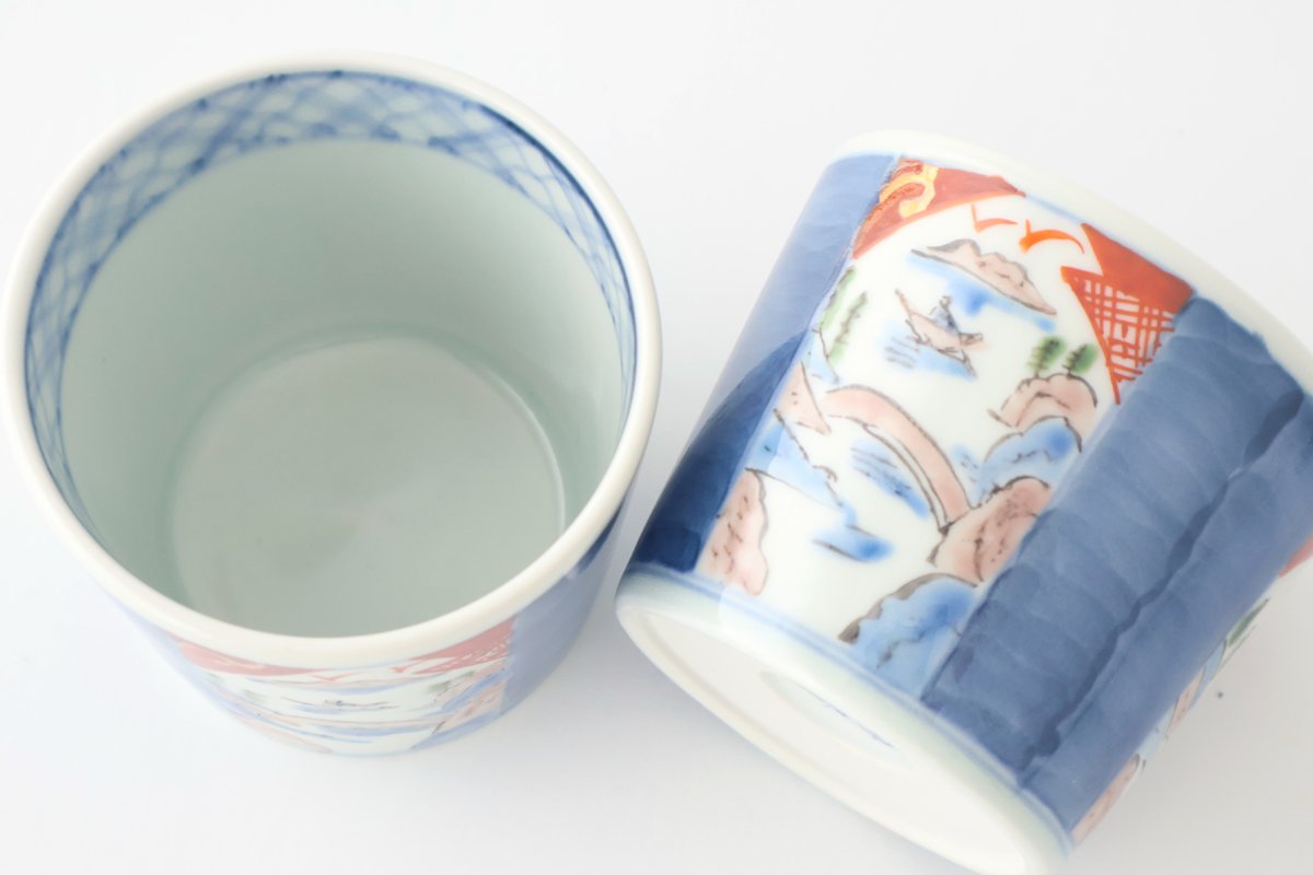 Soba Choko Landscape Blue | Free Cup Arita Ware