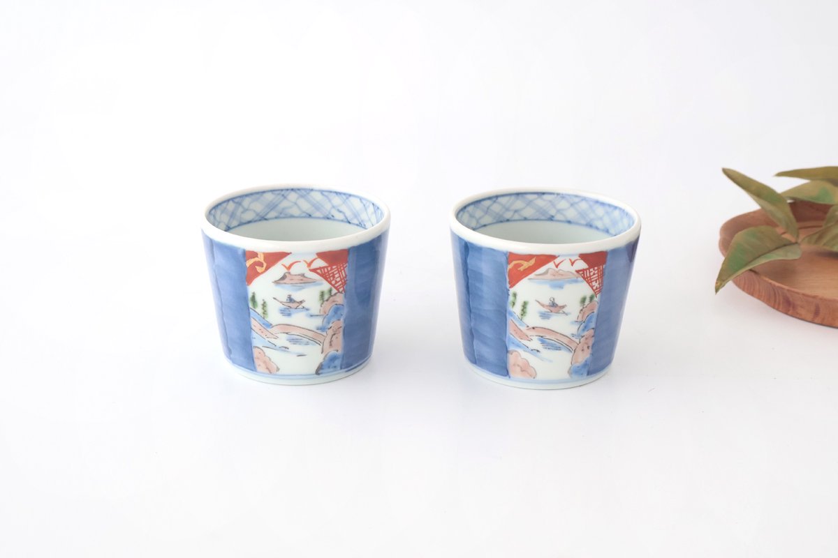 Soba Choko Landscape Blue | Free Cup Arita Ware