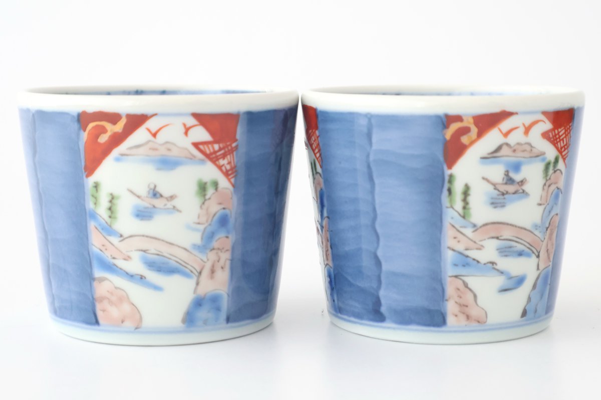 Soba Choko Landscape Blue | Free Cup Arita Ware