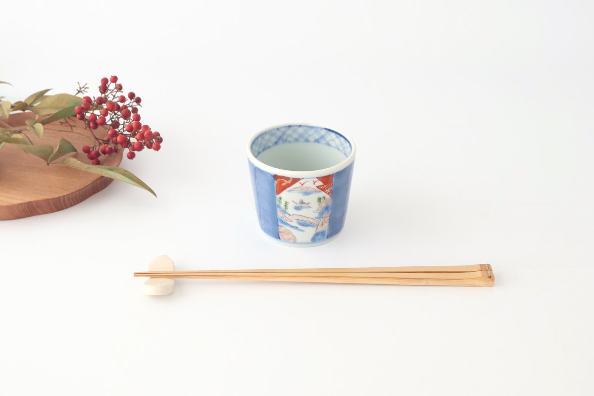 Soba Choko Landscape Blue | Free Cup Arita Ware