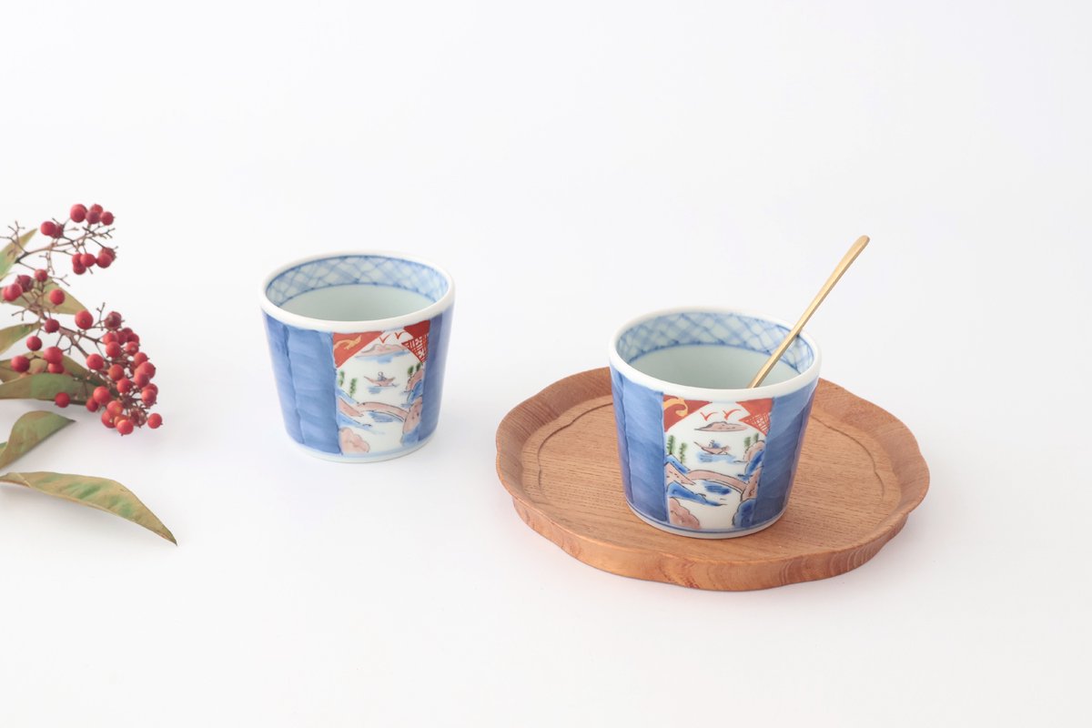 Soba Choko Landscape Blue | Free Cup Arita Ware