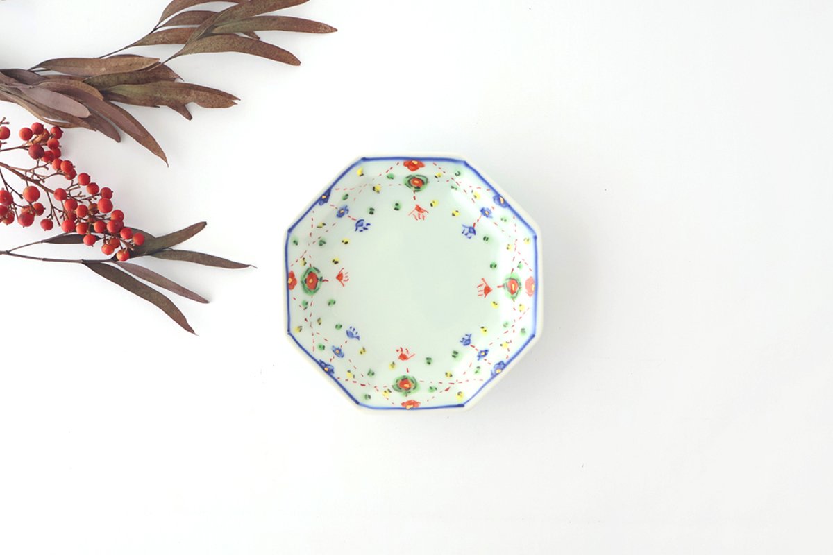 Octagonal Serving Plate Yoraku Pattern | Hasami Ware