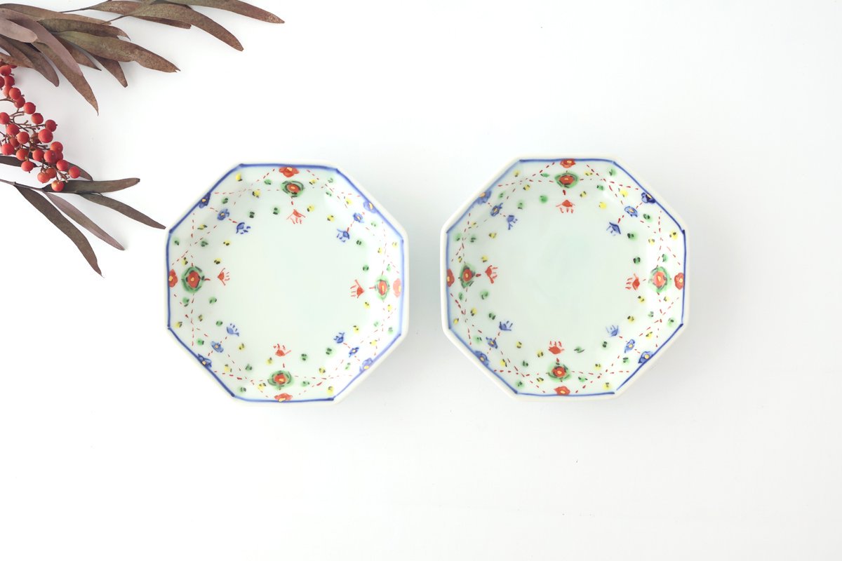 Octagonal Serving Plate Yoraku Pattern | Hasami Ware