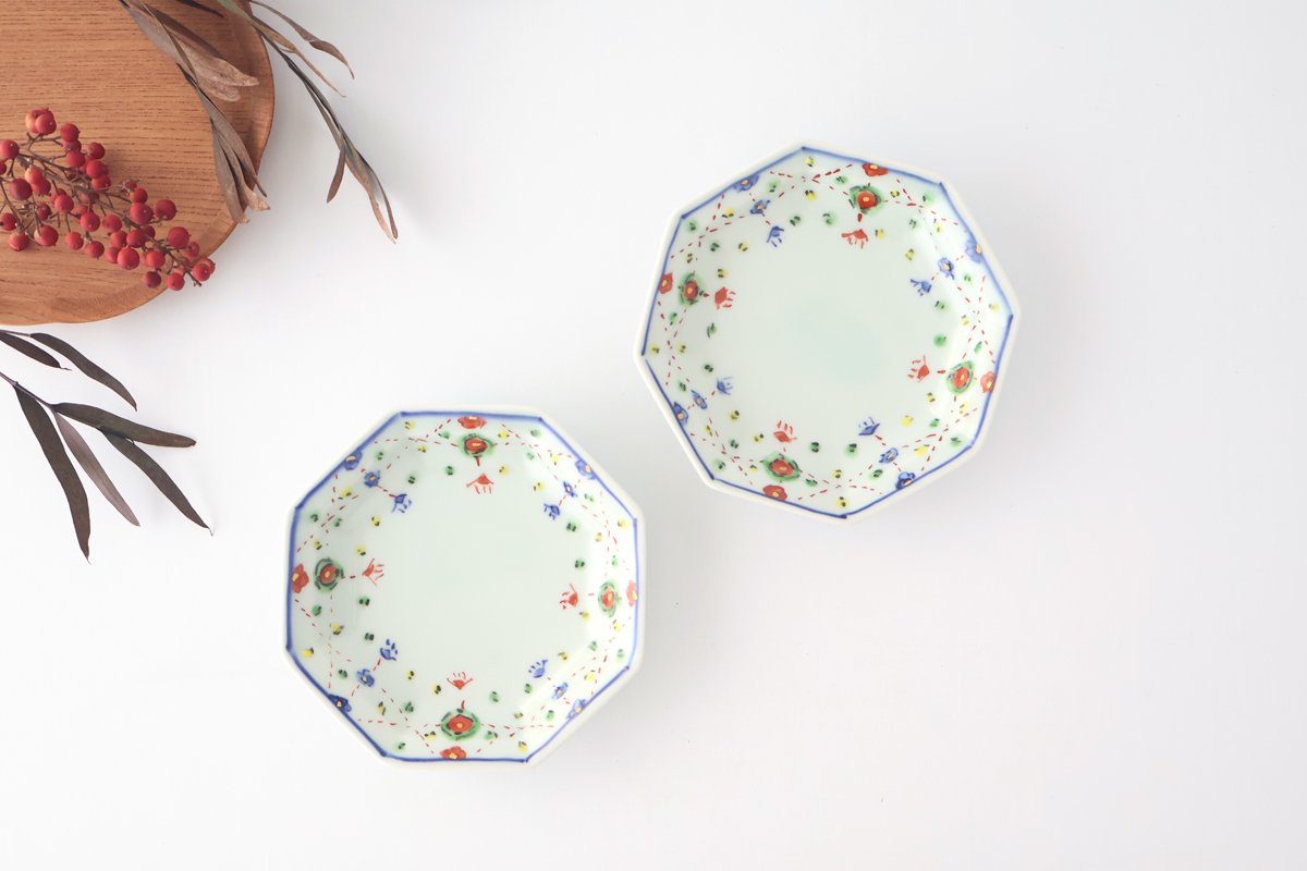 Octagonal Serving Plate Yoraku Pattern | Hasami Ware