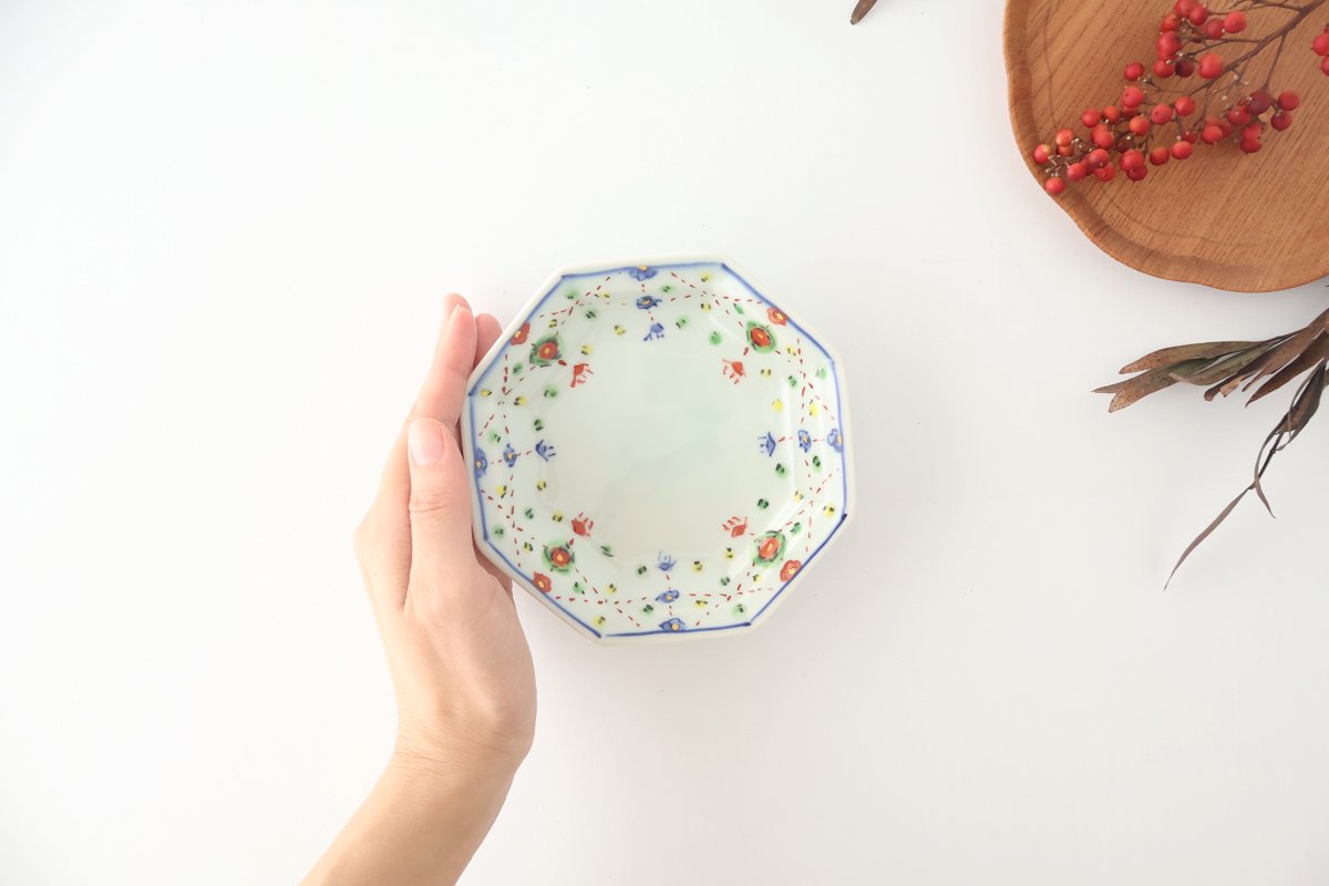 Octagonal Serving Plate Yoraku Pattern | Hasami Ware