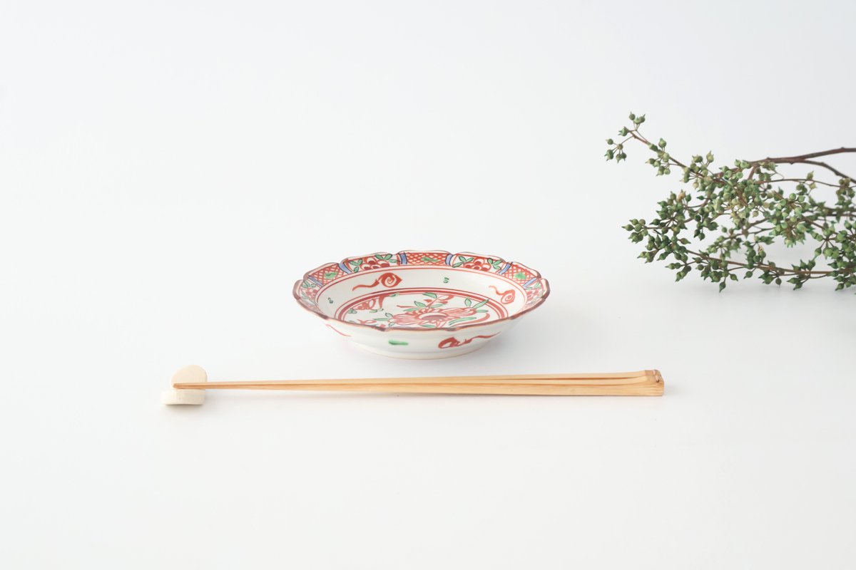 Flower-shaped Plate Blue and Red | Hasami Ware