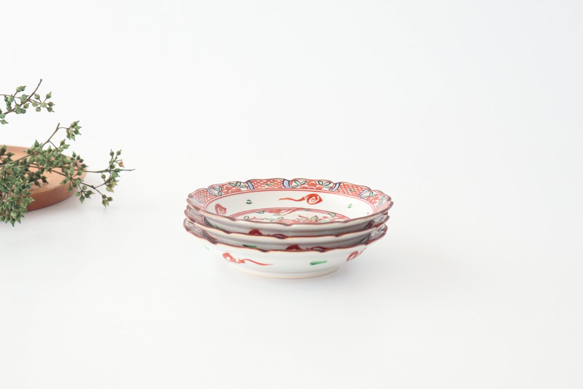 Flower-shaped Plate Blue and Red | Hasami Ware