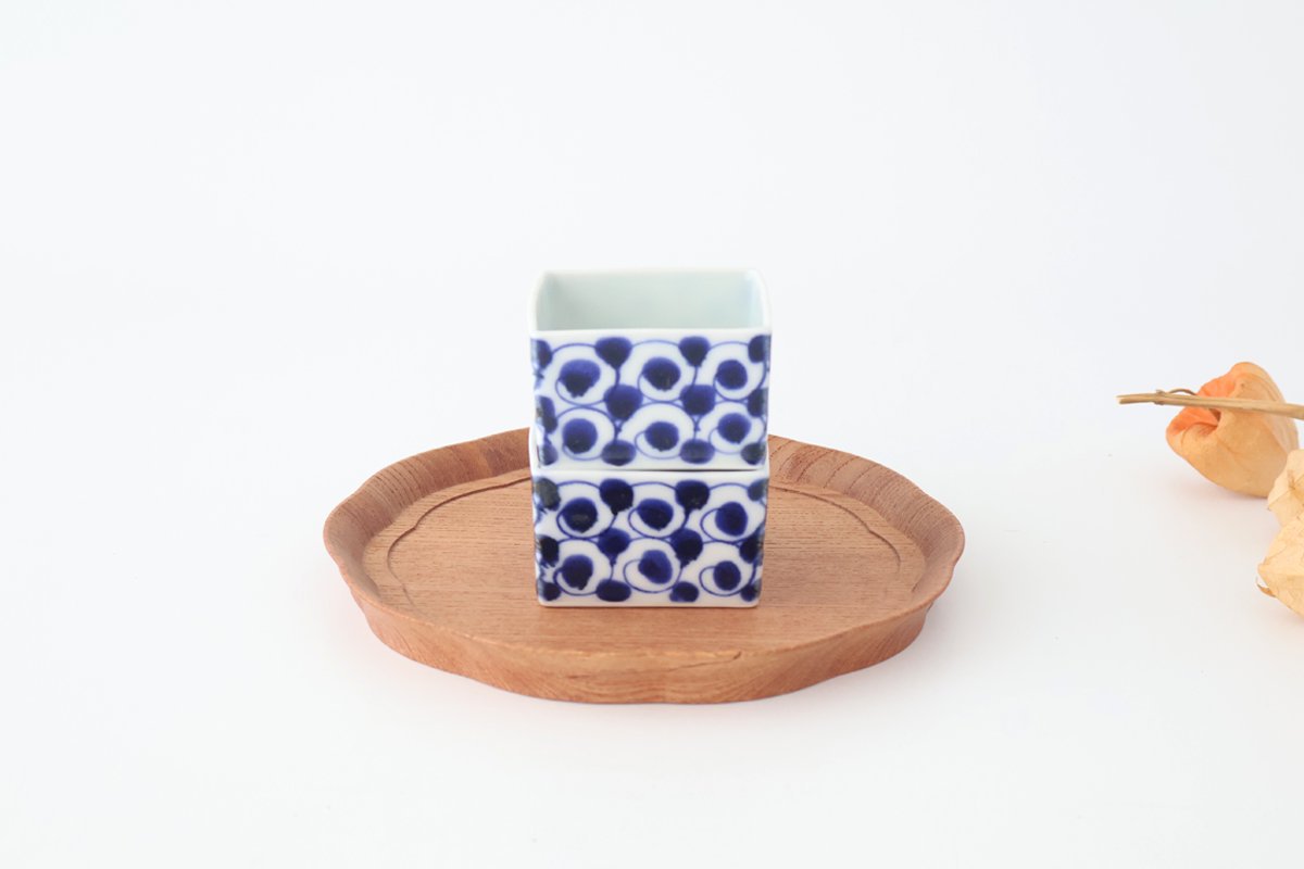 Small Square Bowl Blue Wave | Kobachi Hasami Ware