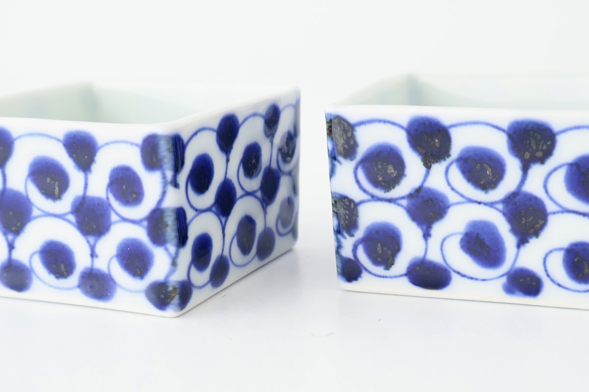 Small Square Bowl Blue Wave | Kobachi Hasami Ware