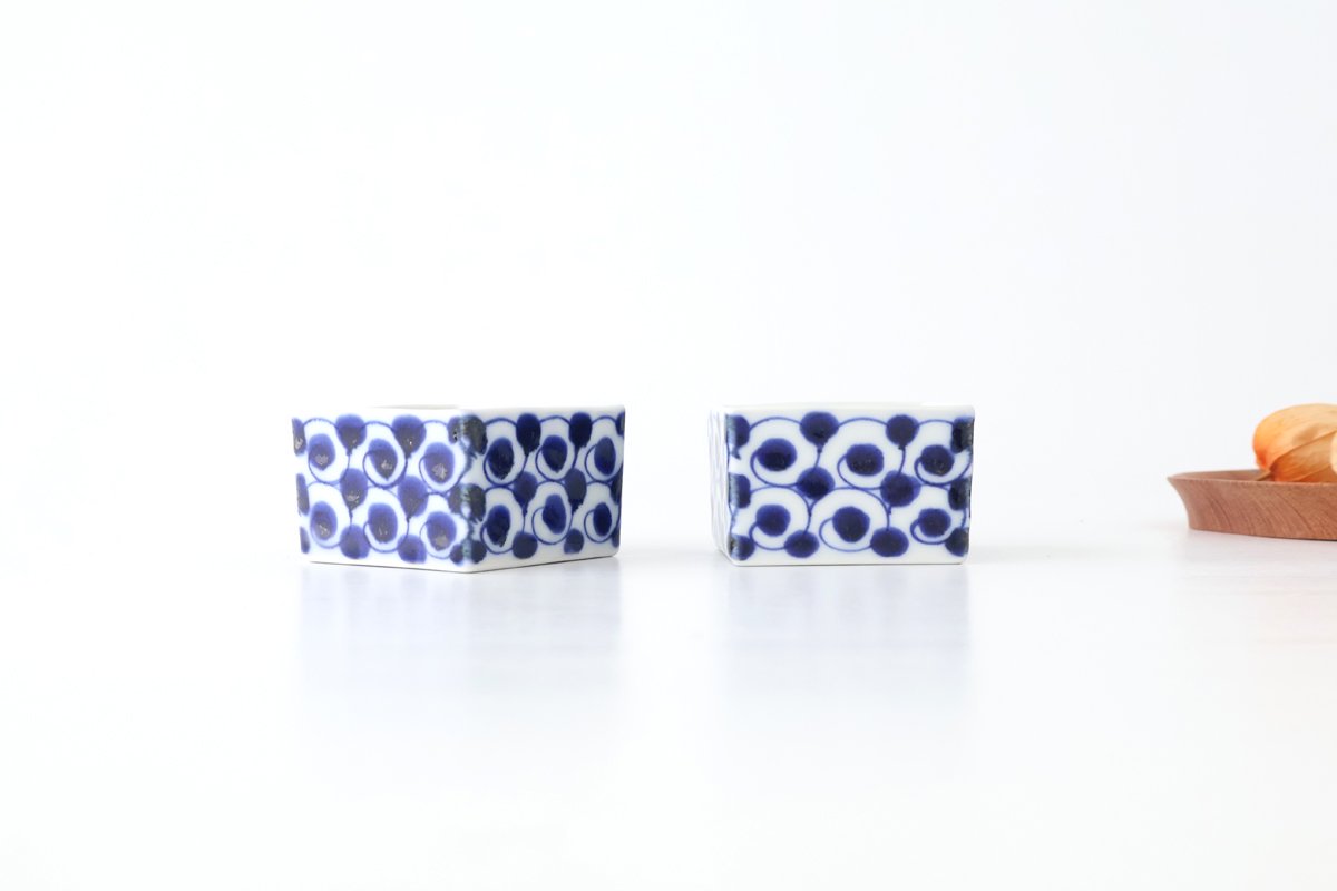 Small Square Bowl Blue Wave | Kobachi Hasami Ware