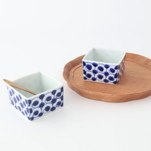 Small Square Bowl Blue Wave | Kobachi Hasami Ware