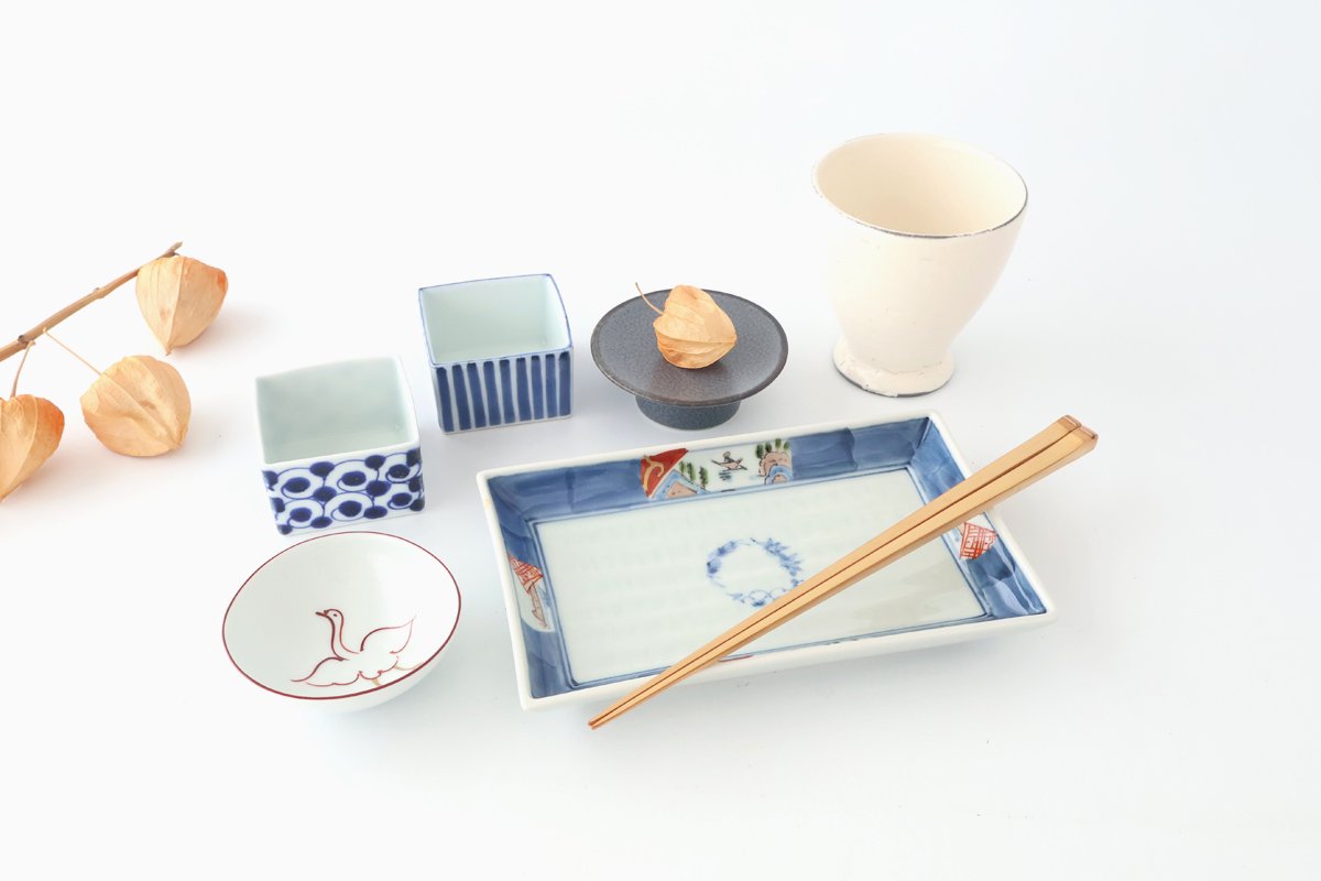 Small Square Bowl Blue Wave | Kobachi Hasami Ware