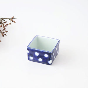 Small Square Bowl Blue and White Dot | Kobachi Hasami Ware