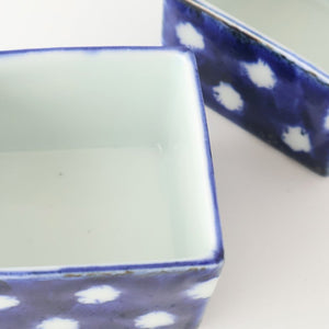 Small Square Bowl Blue and White Dot | Kobachi Hasami Ware