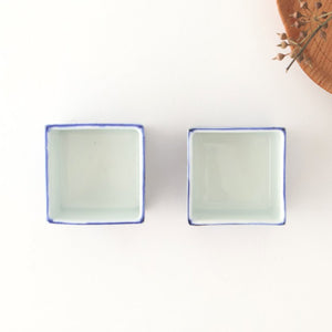 Small Square Bowl Blue and White Dot | Kobachi Hasami Ware