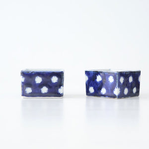 Small Square Bowl Blue and White Dot | Kobachi Hasami Ware